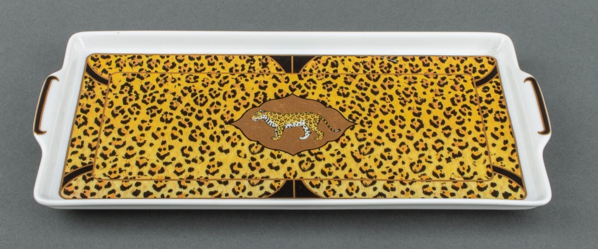 Appraisal: LYNN CHASE AMAZONIAN JAGUAR PORCELAIN TRAY Lynn Chase American XX-XXI