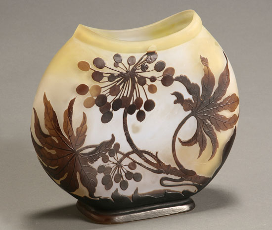 Appraisal: Gall Cameo Glass Vase Circa Having a shaded yellow to