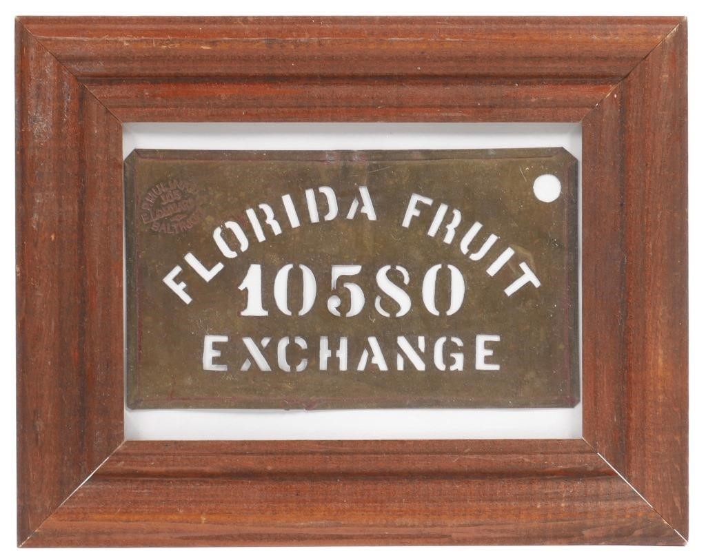 Appraisal: Rare Florida Fruit Exchange crate brass or tin stencil Measures