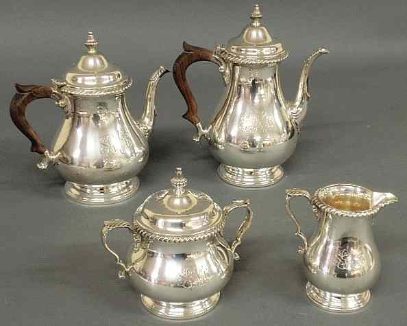 Appraisal: Sterling silver four-piece tea service by Gorham- coffeepot h teapot