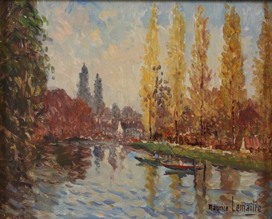 Appraisal: MAURICE BISMUTH LEMAITRE French b BOATS ON RIVER signed lower