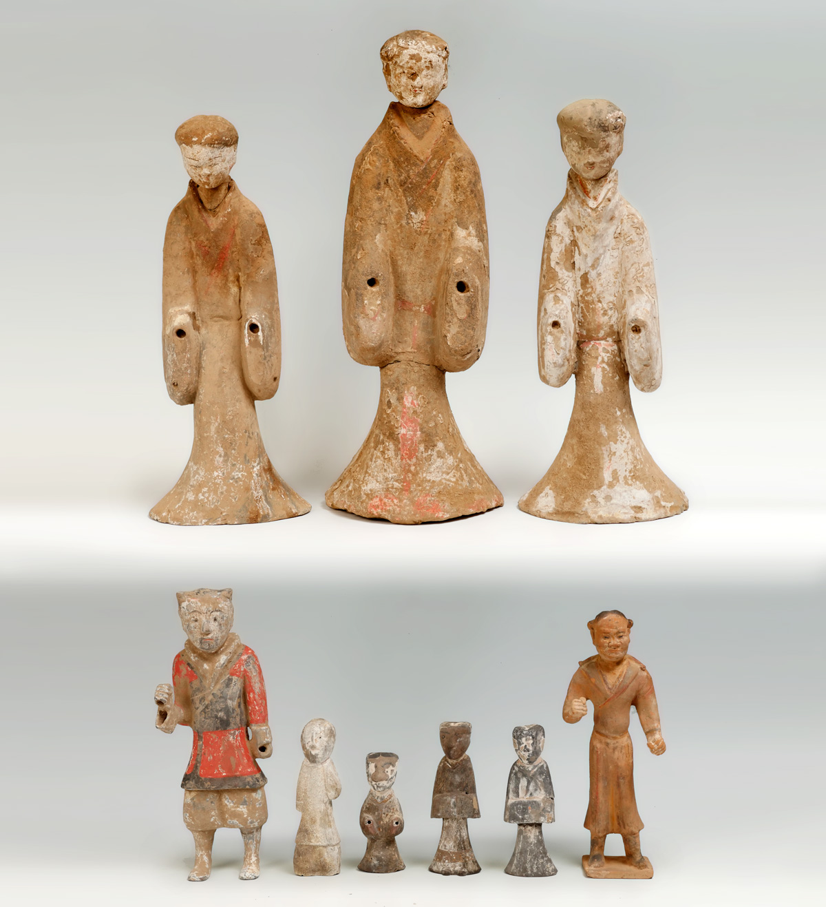 Appraisal: IMPRESSIVE PIECE CHINESE FIGURAL COLLECTION To include Tall Han Dynasty