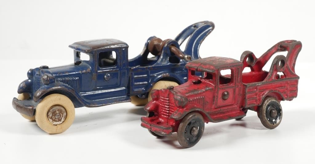 Appraisal: AC Williams blue red cast iron toy wrecker or tow