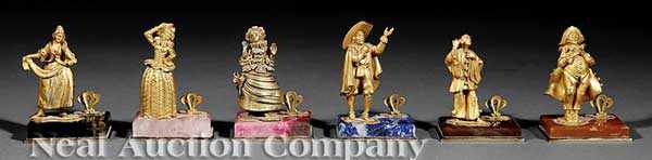 Appraisal: A Group of Six Italian Gilt Bronze Figurines of Characters