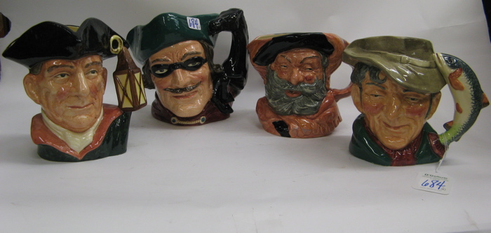 Appraisal: FOUR ENGLISH ROYAL DOULTON CHARACTER JUGS large size Dick Turpin