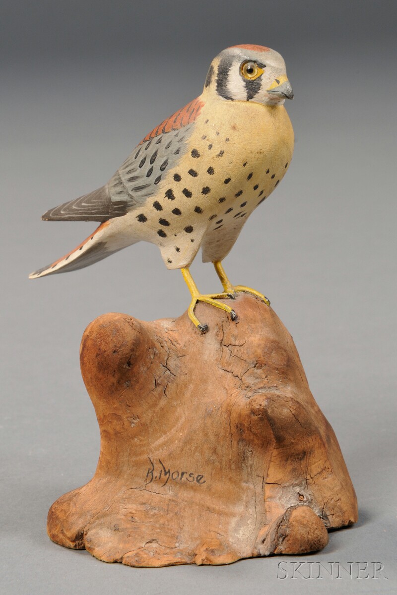 Appraisal: Miniature Carved and Painted Sparrow Hawk Figure Robert Morse -