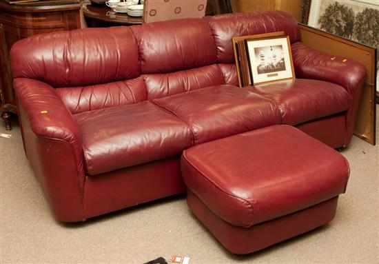 Appraisal: Pair of Hancock Moore leather sofas and ottomans Estimate -