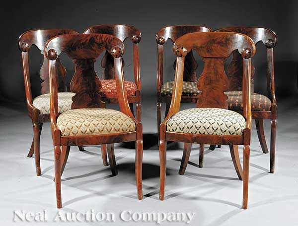 Appraisal: A Set of Eleven American Late Classical Mahogany Gondola Chairs