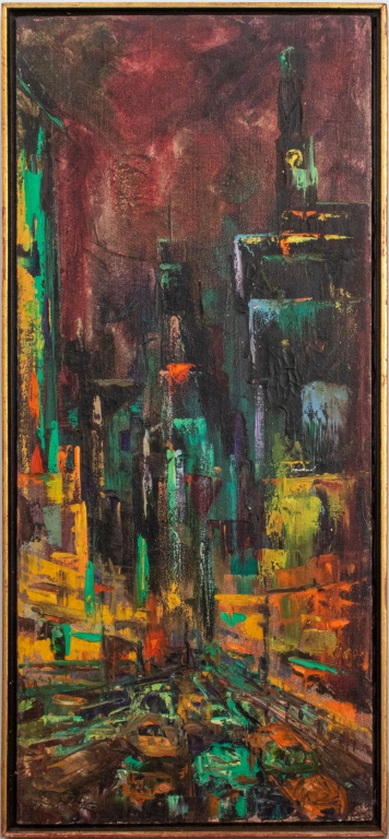 Appraisal: VIEW OF TIMES SQUARE NEW YORK CITY OIL ON CANVAS