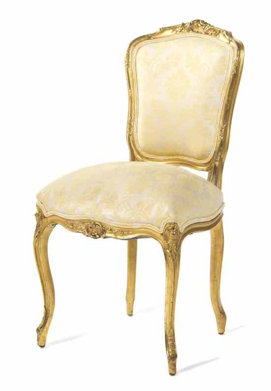 Appraisal: A Louis XV Style Giltwood Side Chair having an upholstered