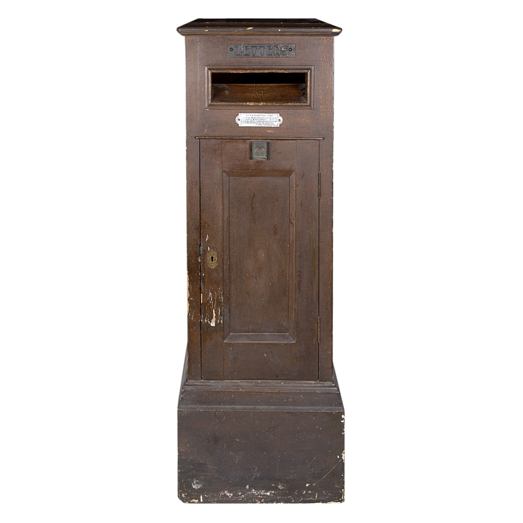 Appraisal: Edwardian Oak Country House Mailbox Of rectangular form with a