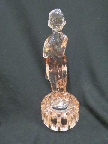 Appraisal: Cambridge Glass Bashful Bather Figurine flower arranger style pink tall