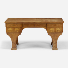 Appraisal: Ernest Boiceau DESK Switzerland c amboyna parchment boxwood brass h