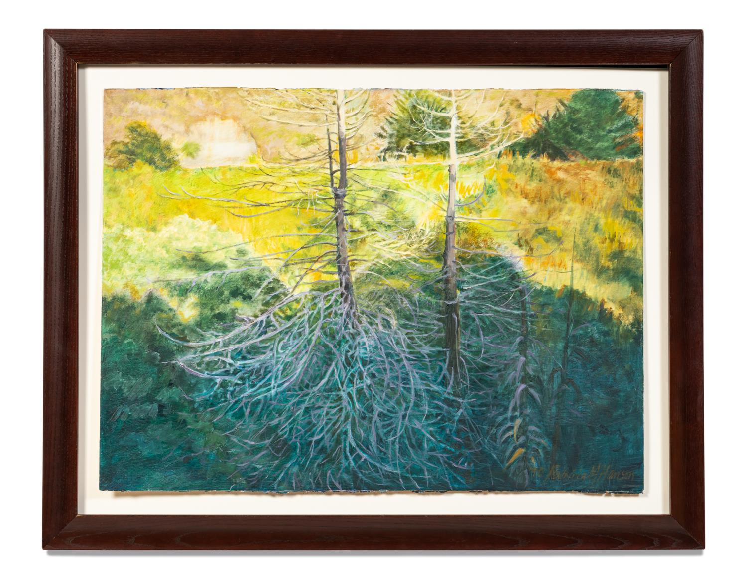 Appraisal: PATRICIA HANSON TWO BARE TREES IN A FOREST O P