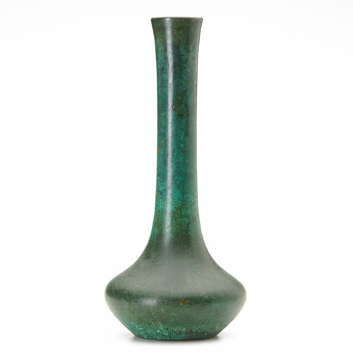 Appraisal: CLEWELL Copper-clad bottle-shaped vase with a good verdigris patina A