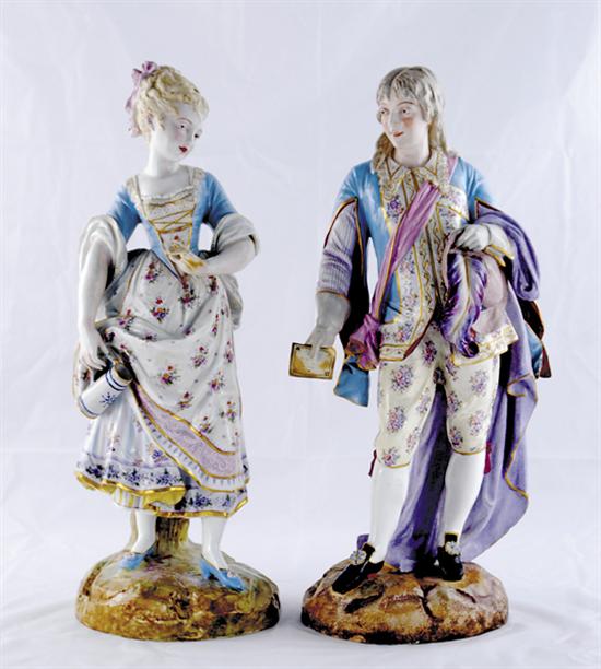 Appraisal: Pair painted porcelain figures by Paul Duboy French - standing