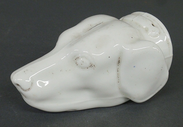 Appraisal: - White porcelain hound head stirrup cup c from Pebble