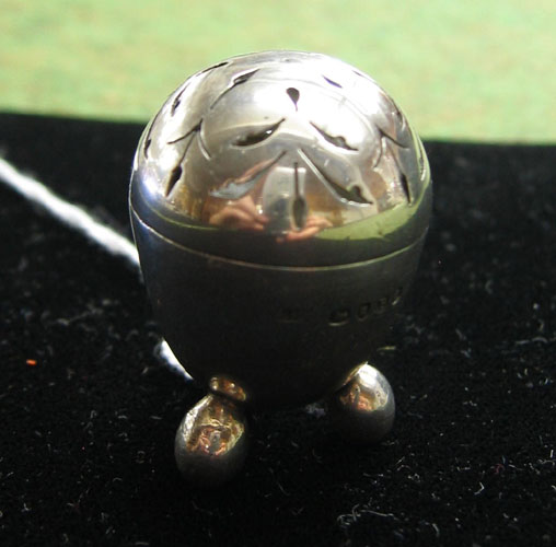 Appraisal: AN ENGLISH STERLING SILVER HALLMARKED POMANDER London - egg-form and