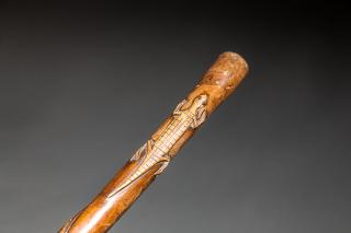 Appraisal: Snake and Lizard Cane c A walking stick with carved