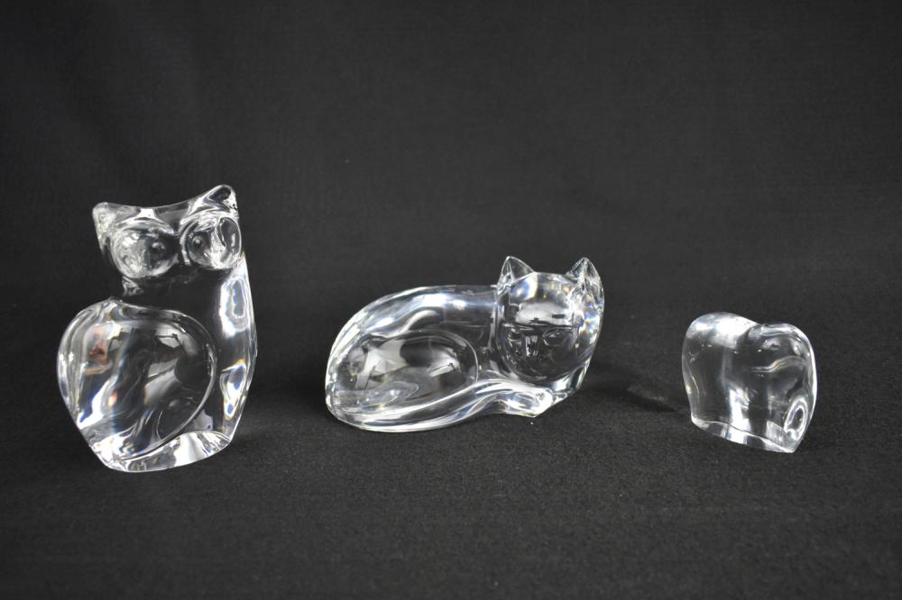 Appraisal: THREE COLORLESS GLASS ANIMALSModern Signed Comprising a Val St Lambert