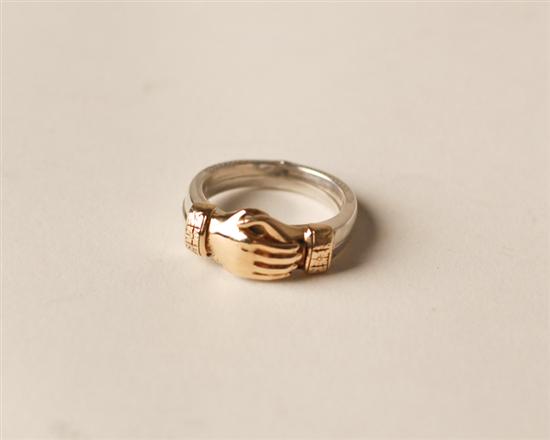 Appraisal: A Gold and Silver Claddagh or Friendship Ring in two