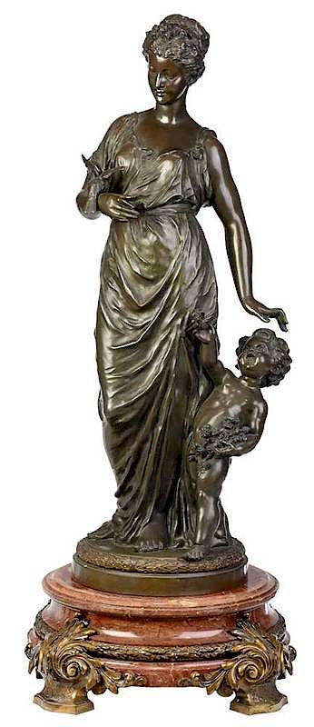 Appraisal: French School Allegorical Bronze th century Spring Woman Holding a