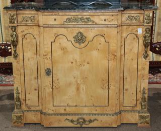 Appraisal: Empire style bird's eye maple console table having a shaped