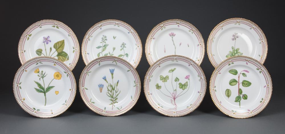 Appraisal: Eight Royal Copenhagen Flora Danica Porcelain Salad Plates dated -