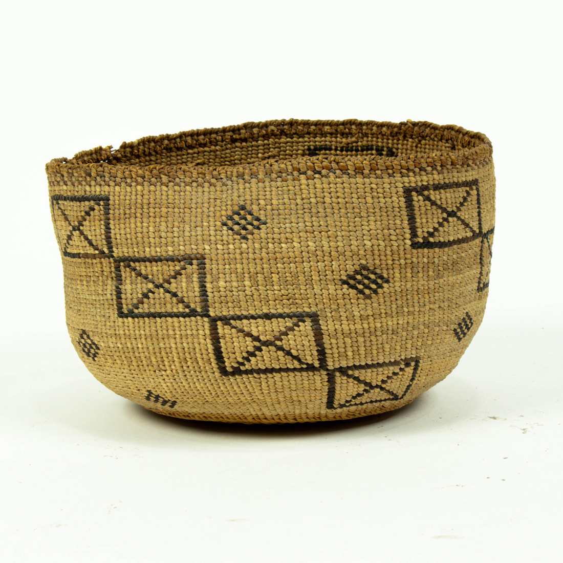 Appraisal: NATIVE AMERICAN GEOMETRIC DECORATED BASKET Native American geometric decorated basket