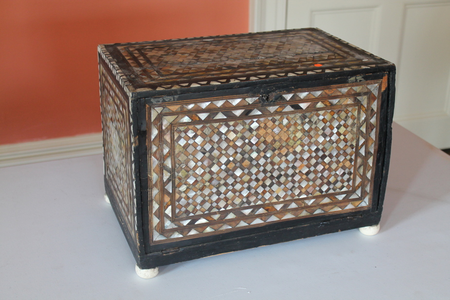 Appraisal: An thC Moorish table cabinet with ebonised veneer carcass and