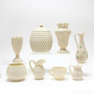 Appraisal: Group of Belleek Porcleain circa s to include covered jar