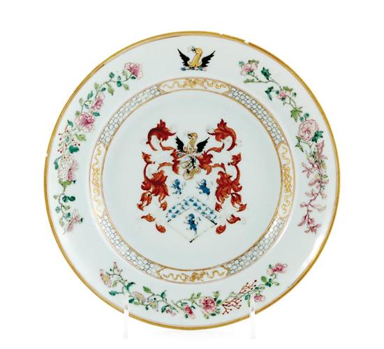 Appraisal: Chinese Export Payne armorial plate circa gilt border around famille