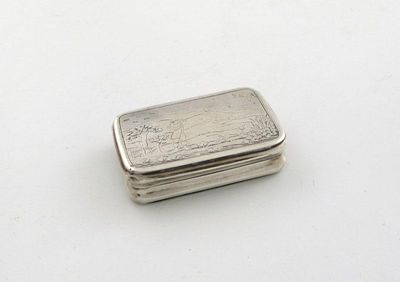 Appraisal: A George III shaped rectangular snuff box engraved on the