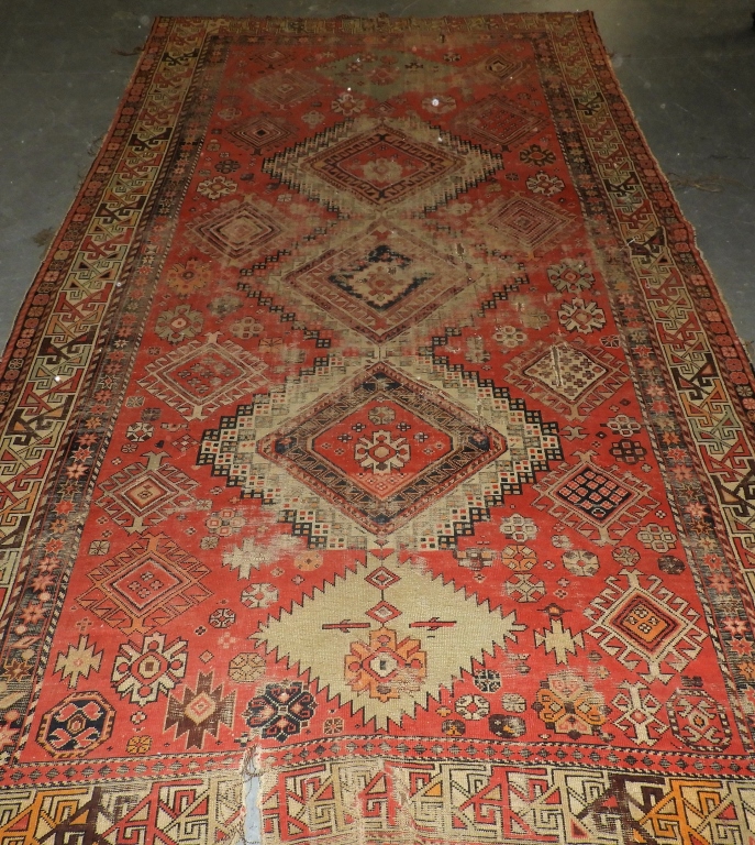 Appraisal: CAUCASIAN GEOMETRIC TRIBAL WOOL ORIENTAL CARPET Caucus Region Late th