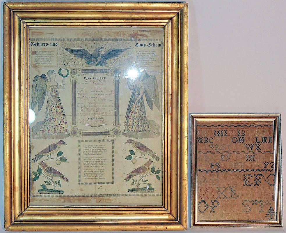 Appraisal: th Century Needlework Sampler and Fraktur Wrought by Betsy Together