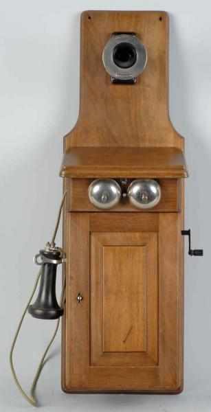 Appraisal: New England Fiddleback Telephone Description Circa Walnut Western Electric phone