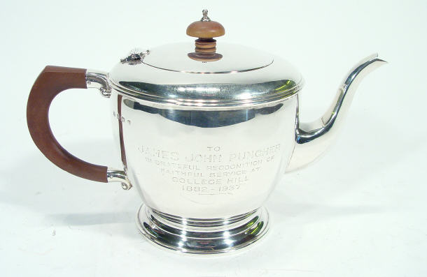 Appraisal: Circular based silver teapot Birmingham cm high