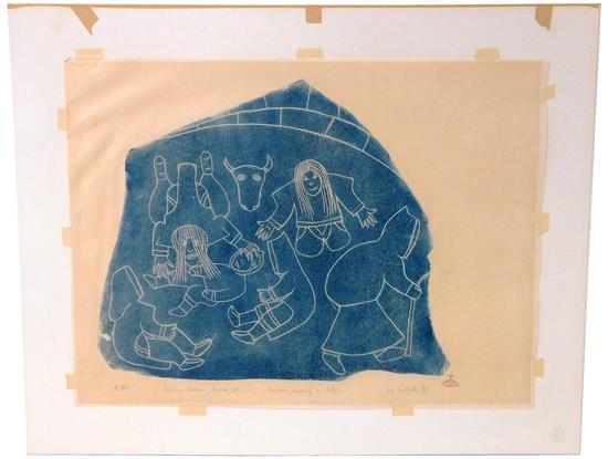 Appraisal: Helen Kalvak Canadian - stone cut on paper Eskimo Western