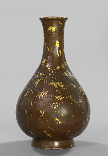 Appraisal: Large and Attractive Tao-Kuang Patinated and Gilt-Splashed Bronze Vase second