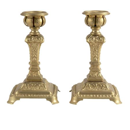 Appraisal: Pair of Gilt-Metal Candlesticks Estimate -