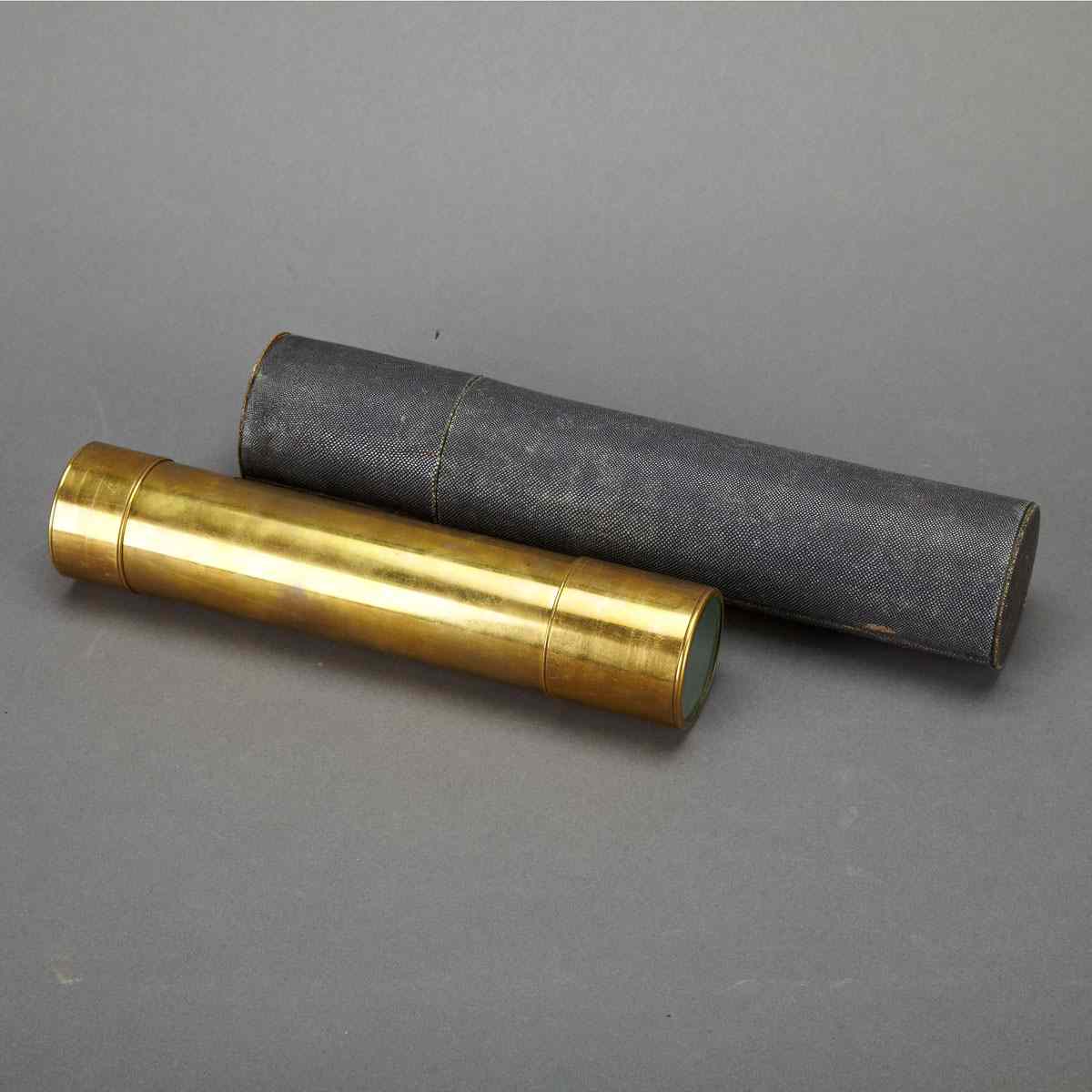 Appraisal: Victorian Brass Kaleidoscope th century in ray skin tube case