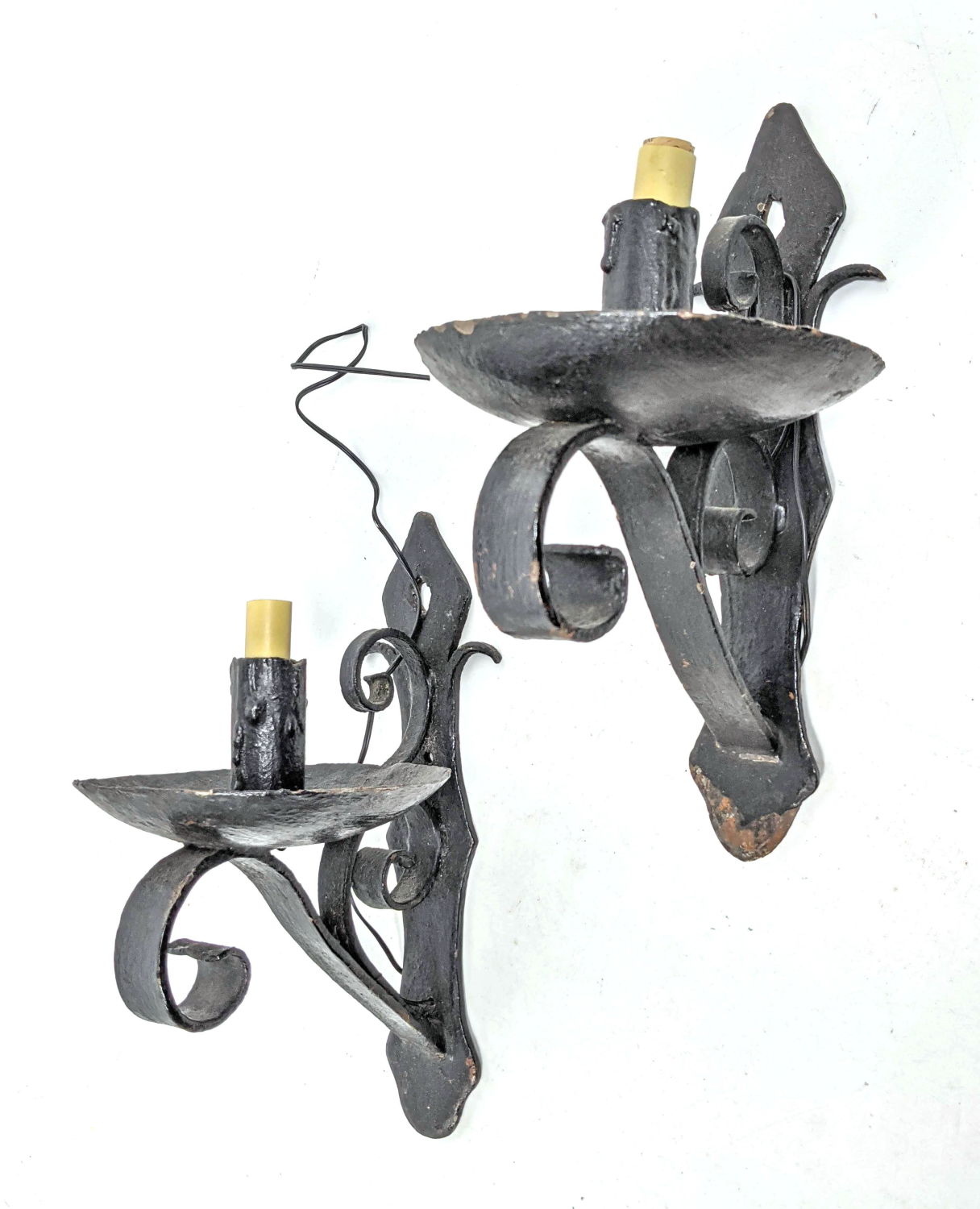 Appraisal: Vintage Metal Wall Sconce Lanterns Wired for electric Dimensions H