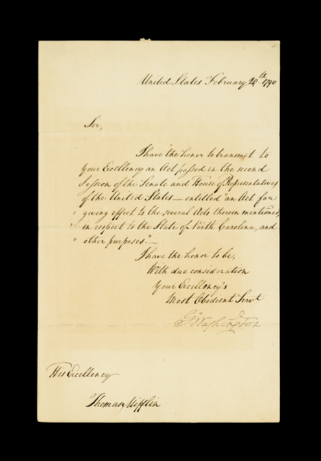 Appraisal: piece Letter Signed Washington George Philadelphia United States February p