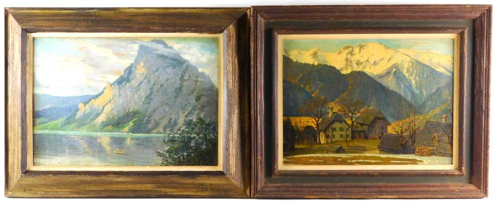 Appraisal: Two European landscapes with mountains details include A Gelsner Untitled