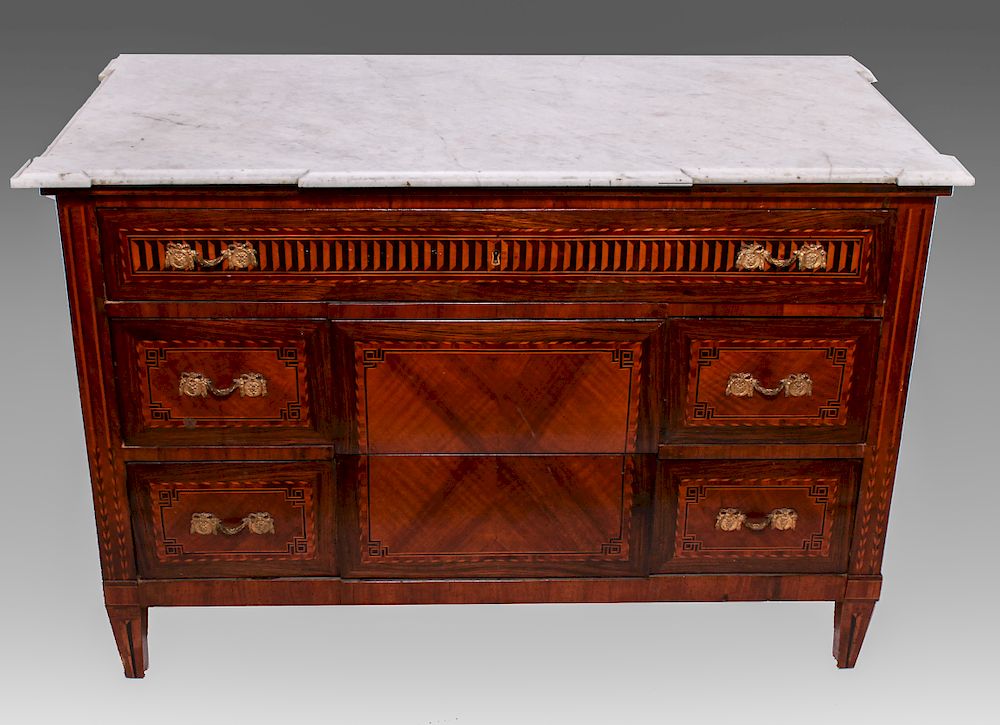 Appraisal: Louis XVI Style Antique Marble Top Commode Louis XVI style