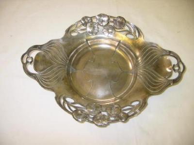 Appraisal: A W M F WHITE METAL ART NOUVEAU DISH of