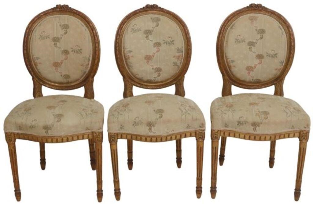 Appraisal: lot of Louis XVI style giltwood side chairs early th