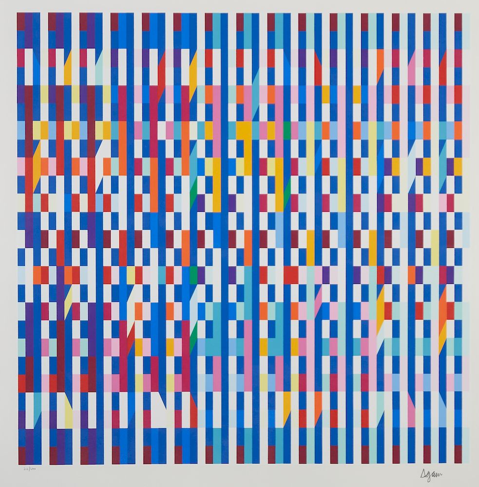 Appraisal: Yaacov Agam Shalom Double Chai Silkscreen Yaacov Agam b Silkscreen