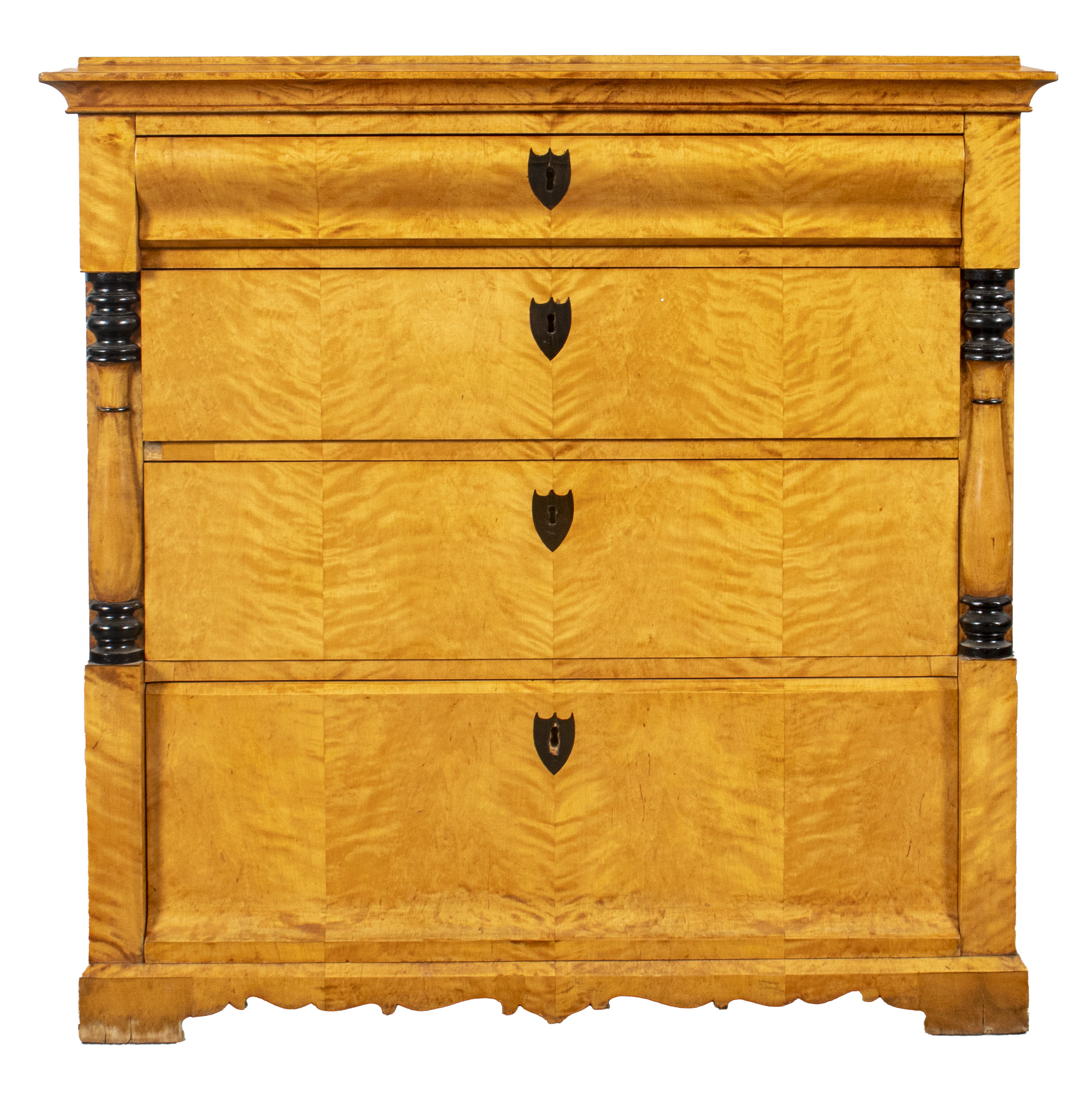 Appraisal: BIEDERMEIER TIGER MAPLE CHEST OF DRAWERS Biedermeier chest of drawers