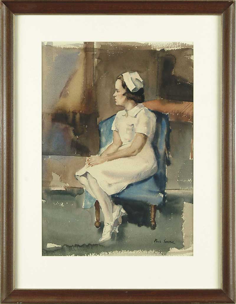 Appraisal: PAUL STARRETT SAMPLE American - PORTRAIT OF A NURSE Watercolor